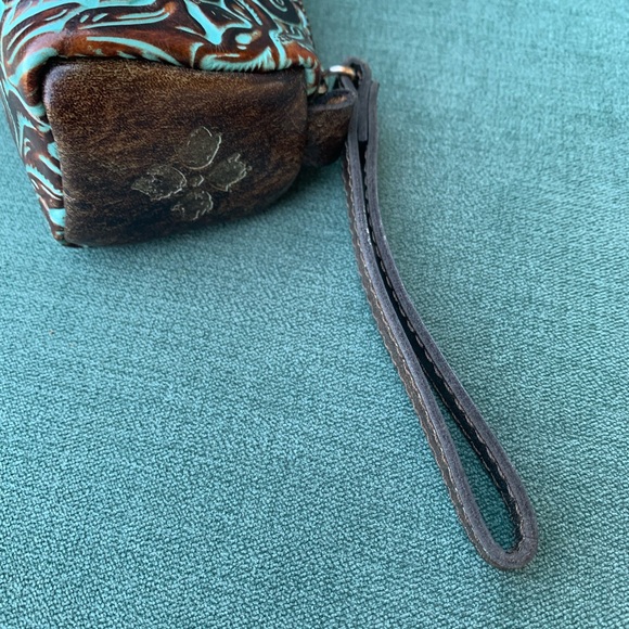 Patricia Nash Brown and Teal Cosmetic Bag - Picture 6 of 8